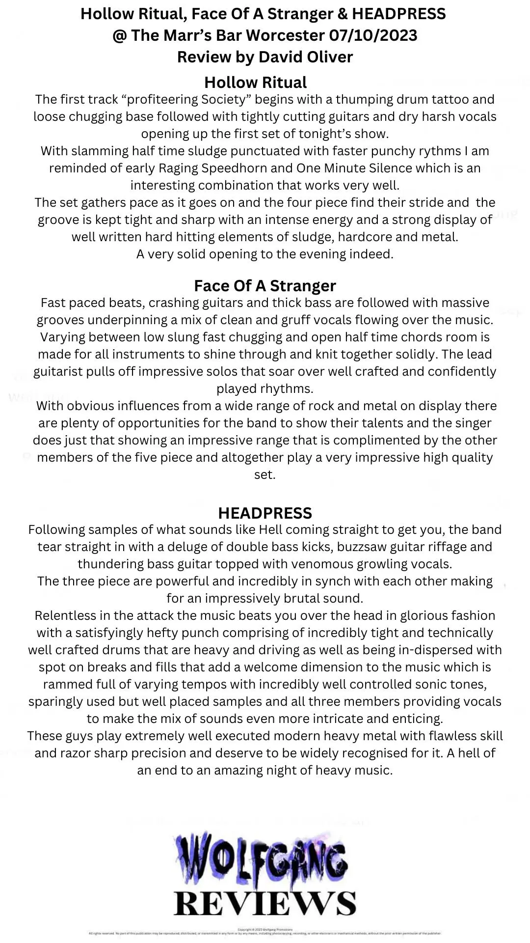 gig review marrs bar 7th october 2023